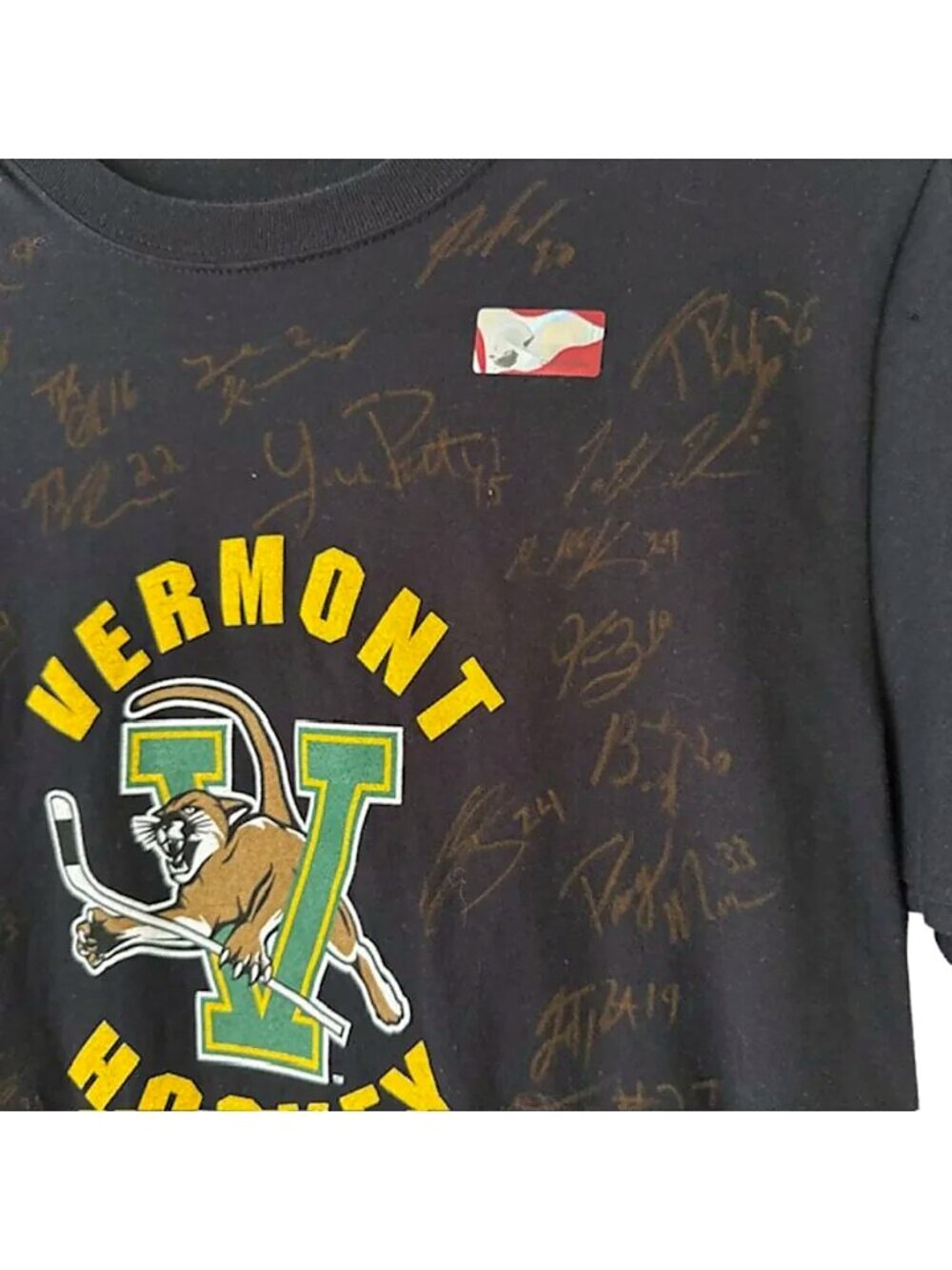 Vermont Hockey Youth Medium (10/12) T-Shirt w/ Player Autographs – Rare Team Sig